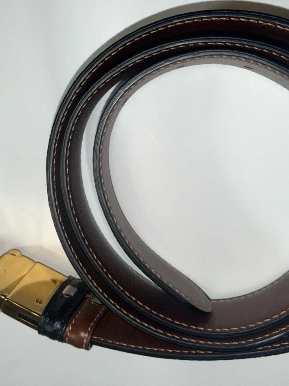 Authentic Gucci reversible belt with Black/Brown Leather Men's Gold Buckle
